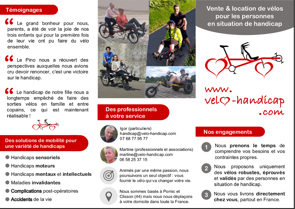 Page 1 de la brochure Velo-Handicap.com